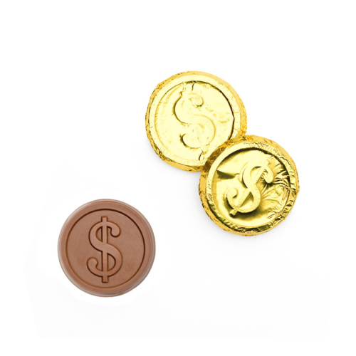 dollar can designed or customized on the chocolate coins