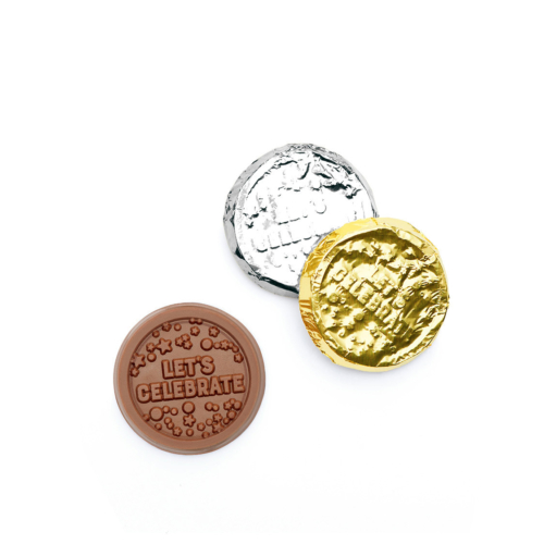 You can celebrate your party with these custom chocolate coins