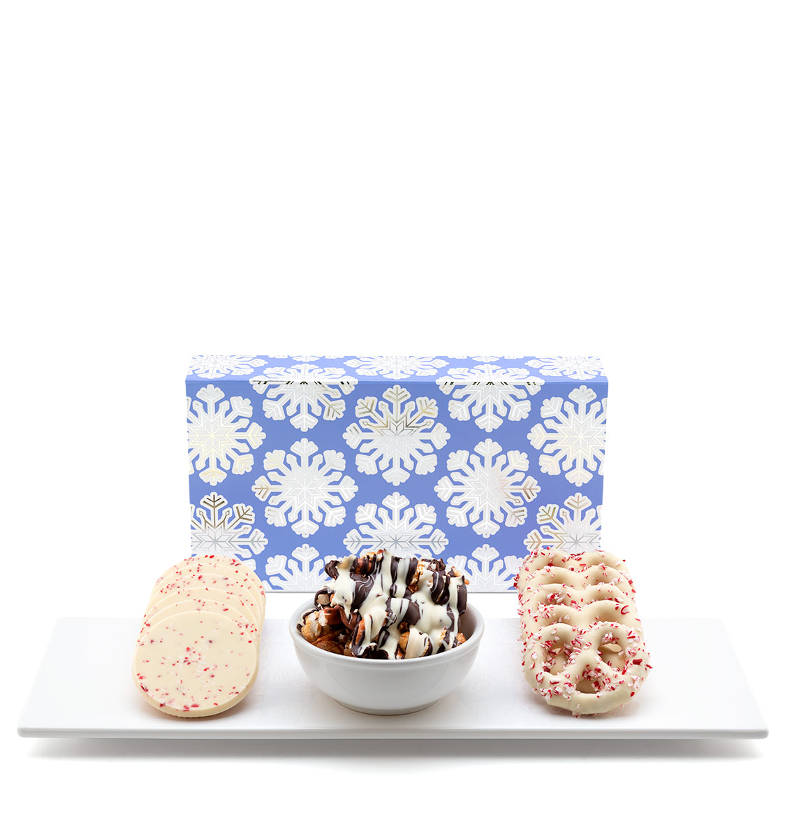 ready-gift-chocolate-SHX230766T-shimmering-snowflake-peppermint-popcorn-pretzels-bark-luxury-tasting-box-featured